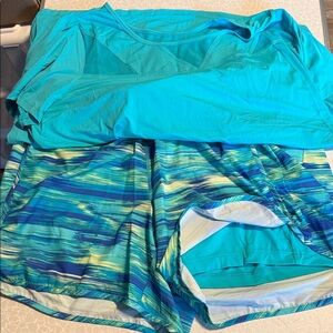 Livi Active Turquoise Top and Patterned Shorts